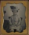 (CASED IMAGES) Group of 33 daguerreotypes of of children alone and with their moms, with chubby toddlers,